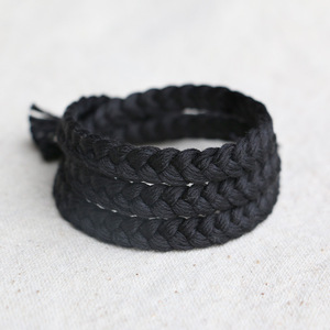 情人多层潮男女纯黑色原创设计编织手链 森系ins个性简约学生手绳