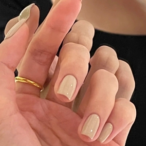 caomei nail 卡其纯色美甲成品 欧美米色手工穿戴甲片 假指甲