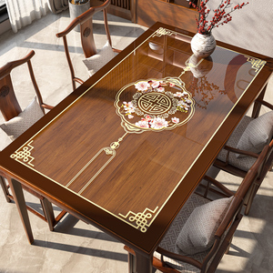 新中式餐桌垫子防水防油防烫免洗pvc软玻璃桌布客厅实木茶几桌布
