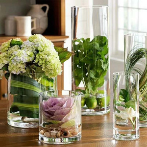创意圆柱花瓶大号透明玻璃花瓶家居婚庆展会节节高水培花瓶