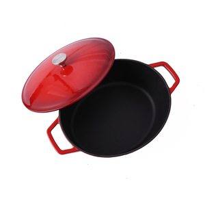 铸铁搪瓷珐琅椭圆红色内黑炖锅盐焗鸡煲汤锅电磁炉燃气灶锅具