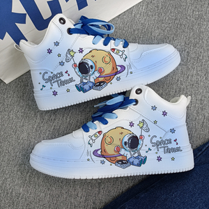 回力ow联名樱花星空爆改空军高帮情侣板鞋秋冬季新款加绒运动男鞋