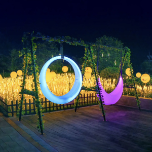 led户外发光秋千网红庭院室外吊椅太阳能月亮多人组合摇椅夜光灯