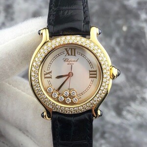 二手正品萧邦快乐钻18k黄金7颗活动钻石英女表