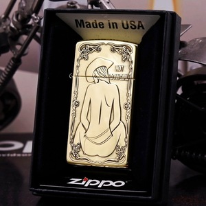 zippo打火机正版纯铜纤巧窄机 性感牛仔女郎
