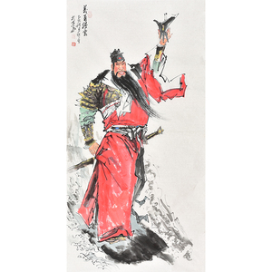 关公画像挂画手绘