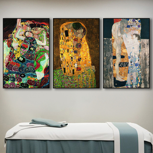 吻与拥抱克里姆特世界名画抽象艺术装饰画欧式母婴馆月子中心挂画