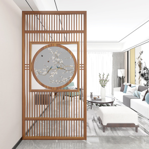 新中式屏风隔断客厅入户实木格栅进户门挡煞玄关穿堂煞化解屏风墙