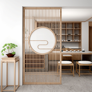 入户玄关隔断客厅新中式屏风实木格栅进门厕所挡煞遮挡风水座屏
