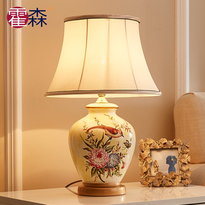 美式陶瓷台灯简约现代卧室床头灯创意床头柜欧式温馨浪漫暖光装饰