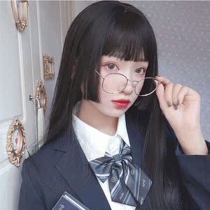 公主切假发套女jk黑长直头逼真姬发公主伪娘圆脸lolita假头发片