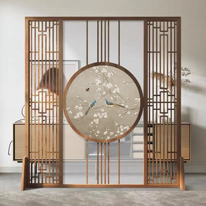 屏风隔断客厅新中式餐厅别墅公司办公室茶室入户实木格栅玄关定制