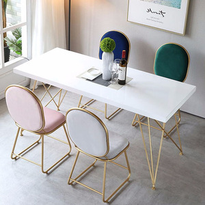 现代简约长桌白色烤漆办公桌实木会议桌工作台创意餐桌服装店桌椅