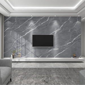 客厅前台灰黑色大理石岩板墙布背景墙壁纸大气高档定制电视墙壁画