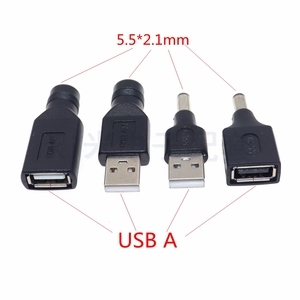 USB转DC插头5.5*2.1圆孔头DC5525母转USB电源转换头5V通用转接头