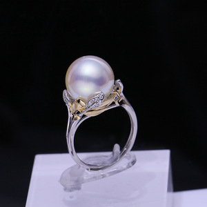 DIY配件 S925纯银珍珠戒指空托 遮瑕款分色指环戒托 指圈开口银托
