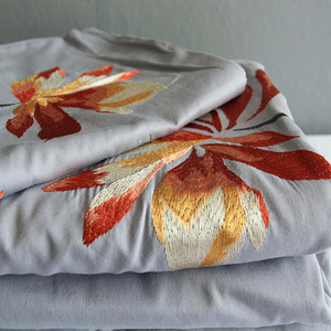外贸纯棉刺绣花床单式被套单件斜纹全棉套件简约被罩床上用品