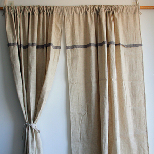 外贸窗帘成品特价亚麻纯色半帘日式简约ins飘窗卧室穿杆书房隔断