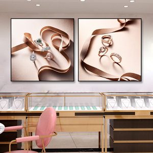珠宝店装饰画项链首饰店挂画玉器翡翠店墙画戒指奢侈品专柜店壁画