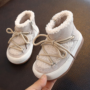 男女宝宝加绒棉鞋0-3一7岁婴儿软底防滑学步鞋冬季加厚保暖雪地靴