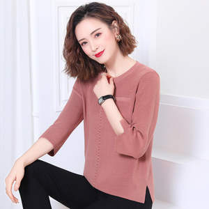 女装 女式t恤 中袖打底衫春季圆领