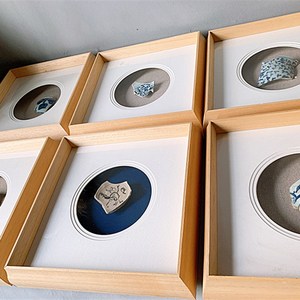 新中式瓷片实物立体框实木多层卡纸装裱框禅意画框定制任意尺寸