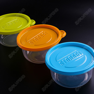 圆形加厚一次性餐饭盒有盖家用食品级塑料水果捞碗龟苓膏打包装盒