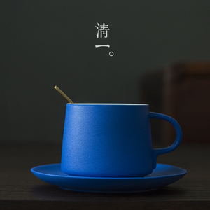 清一丨日式克莱因蓝色手冲挂耳咖啡杯陶瓷拉花杯牛奶杯水杯子定制