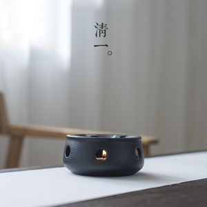 日式黑陶蜡烛台粗陶蜡烛干烧台煮茶炉陶瓷复古小温茶器茶壶保温炉