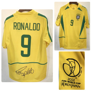 2002巴西罗纳尔多球衣大罗签名外星人罗纳尔多足球服