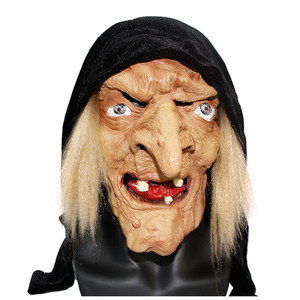 万圣节面具巫婆人脸乳胶头套吓人鬼屋玩具恐怖成人女装饰脸谱面具