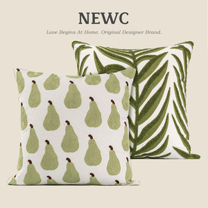 NEWC新宸优品 ins绿色小清新绣花抱枕套创意夏季新款客厅沙发靠垫