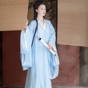 【映江月】魏晋风交领汉服春夏超仙广袖流仙裙蓝色仙侠三件套日常