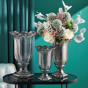 美式简约轻奢玻璃花瓶家居客厅电视柜水培插花花器样板间软装摆件
