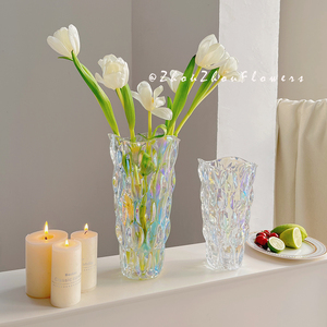 北欧轻奢水晶玻璃花瓶透明客厅网红插花玫瑰百合鲜花装饰花器摆件