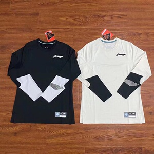 李宁cba篮球联赛赞助球员版热身保暖训练长袖t恤atlr101-1