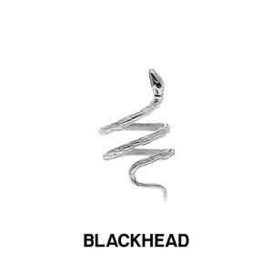 BLACKHEAD/黑头蛇形戒指朋克小众Y2K饰品尾戒男生钛钢冷淡风指环