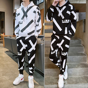 bf工装服套装男潮牌2019早春杀马特衣服印花非主流葬爱家族卫衣裤