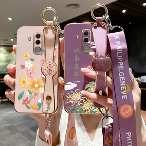 适用华为mate10pro手机壳油画日光菊hw妹特10p斜跨挂绳tl00保护套met