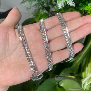 周大福焕美新品pt950铂金项链男马鞭链白金包银古巴链子男士潮牌