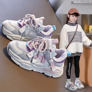 女童鞋子2023春秋新款小女孩耐脏运动鞋跑步中大童老爹鞋女款儿童