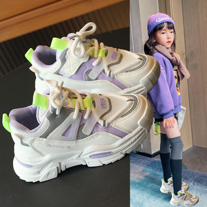 耐脏女童运动鞋2023春秋新款爆款老爹鞋女款儿童鞋小女孩轻薄跑鞋