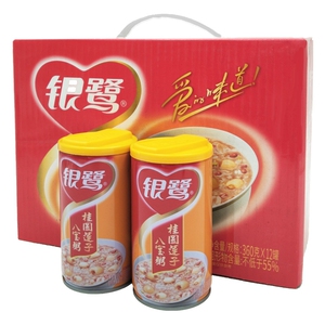 银鹭桂圆莲子八宝粥整箱360g*12罐礼盒方便装加班速食粥休闲零食