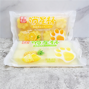 膳维优品喵星杯白桃甜桔菠萝味果冻680g袋装8连杯学生儿童零食品