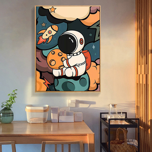数字油画diy手工填充色油彩宇航员太空人动漫儿童治愈手绘装饰画
