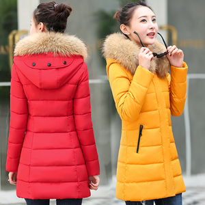 冬季棉衣女中长款多种颜色大毛领加厚韩版棉服女修身百搭棉袄外套