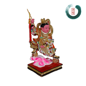 哪吒三太子爷神像家用客厅风水摆件保平安镇宅哪咤樟木佛像