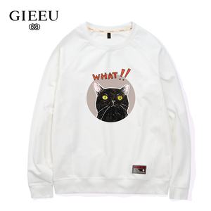 2019cucci春季薄港潮欧美潮牌惊讶猫what圆领套头卫衣男女ins超火