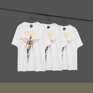 美式高街fog限定nirvana夏季休闲涅槃乐队天使翅膀印花短袖t恤ins