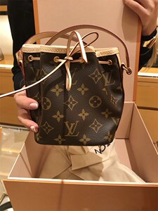 法国代购lv女包nano noe小水桶包mini抽绳老花单肩包斜挎包m41346